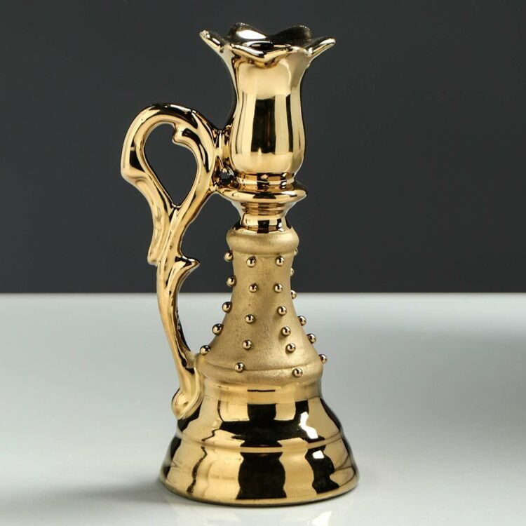 Подсвечник позолоченный, 16х9х7см, керамика